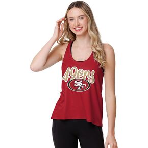 FOCO Women's NFL Ladies Fashion Wordmark Team Stripe Sleeveless Tank Top Shirt