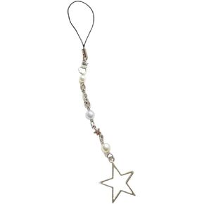 DIY Handmade Cute Phone Charm Y2K Women Five-Pointed Star Pendant Keychain Strap Lanyard Star Bead Cartoon Accessories Phone Pendant