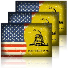 3Pack Don't Tread on Me American Flag Automotive Magnet Decal - Gadsen Flag Vinyl Car Magnet - Patriotic Magnetic Decals for Car Truck