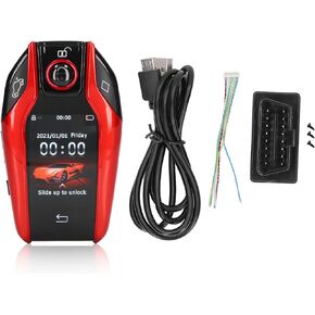 Aramox LCD Screen Smart Key, Universal Tk800 and LCD Touch Screen Smart Key Remote Keyless Entry for All Start Stop Engine Button Models (Black) (Black)