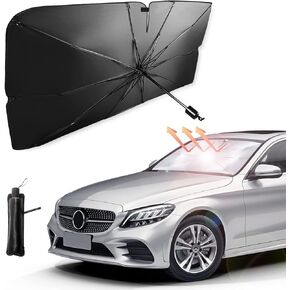 Car Windshield Sun Shade Umbrella, Reflective Sunshade for Car Front Window Blocks UV Rays Heat Keep Vehicle Cool, Foldable Car Shade Front Windshield Car Accessories Interior (55x31 Inches)