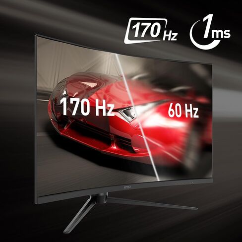 MSI G321CQP E2، شاشة ألعاب 32 بوصة، شاشة ألعاب منحنية 2560 × 1440 (QHD)، 1 مللي ثانية، 170 هرتز، FreeSync Premium، 1000R، HDMI، DisplayPort، إمالة، دوران، محوري وارتفاع قابل للتعديل. in Kuwait