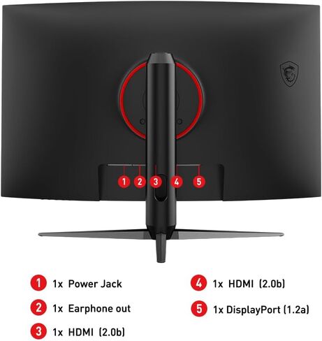 MSI G321CQP E2، شاشة ألعاب 32 بوصة، شاشة ألعاب منحنية 2560 × 1440 (QHD)، 1 مللي ثانية، 170 هرتز، FreeSync Premium، 1000R، HDMI، DisplayPort، إمالة، دوران، محوري وارتفاع قابل للتعديل. in Kuwait