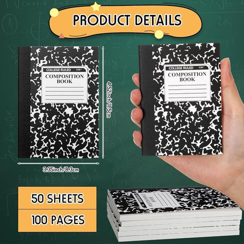100 جهاز كمبيوتر شخصي صغير الحجم بحجم 3.27 × 4.53 بوصة دفتر ملاحظات جامعي صغير جيب رخامي دفتر ملاحظات للكتابة المدرسية والمكتب والطلاب والمدرسين (ملون) in Kuwait