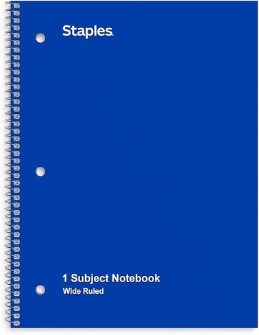STAPLES 132677 1-Subject Notebook 8-Inch X 10.5-Inch Wide Ruled 70 Sheets Blue (24003M) in Saudi Arabia