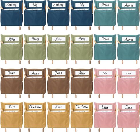 Estune 24 Pcs Morandi Color Student Chair Pockets for Classrooms Chair Bag School Seat Pockets Storage Classroom Chair Organizer with Name Tag for Table Desk Organizing Book Holders, 19.7 x 17.3 inch in Saudi Arabia