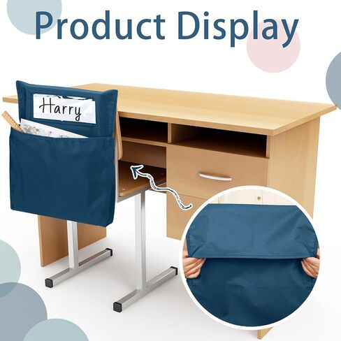 Estune 24 Pcs Morandi Color Student Chair Pockets for Classrooms Chair Bag School Seat Pockets Storage Classroom Chair Organizer with Name Tag for Table Desk Organizing Book Holders, 19.7 x 17.3 inch in Saudi Arabia
