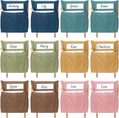 Estune 24 Pcs Morandi Color Student Chair Pockets for Classrooms Chair Bag School Seat Pockets Storage Classroom Chair Organizer with Name Tag for Table Desk Organizing Book Holders, 19.7 x 17.3 inch in Saudi Arabia