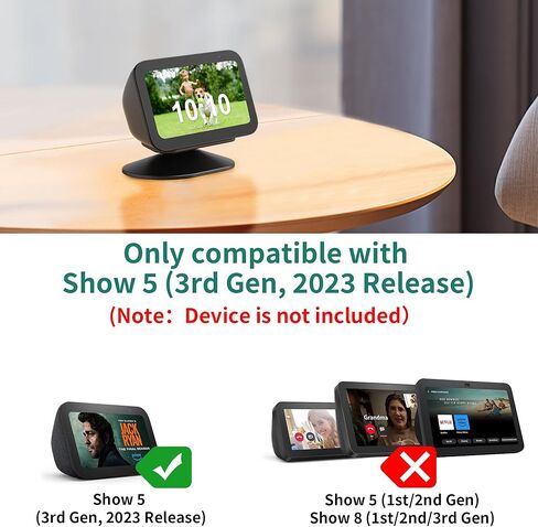 SOKUSIN Stand for Echo Show 5 (3rd Gen) - Adjustable Tilt Smart Speaker Stand Table Mount Holder, Magnetic Anti-Slip Base Compatible with iPhone 12,14 & Echo Show 5 3rd Generation (Black) in Kuwait