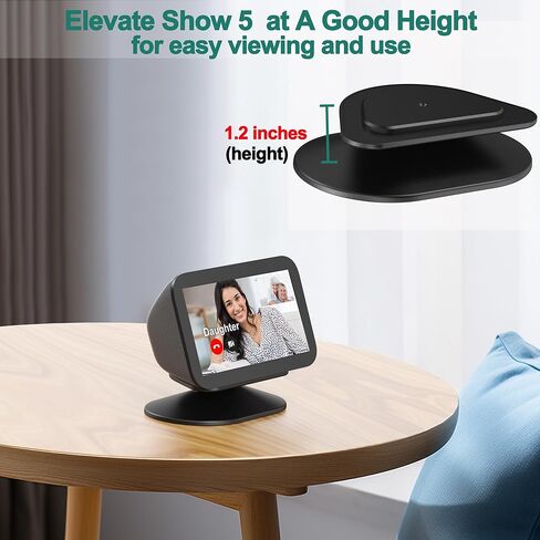 SOKUSIN Stand for Echo Show 5 (3rd Gen) - Adjustable Tilt Smart Speaker Stand Table Mount Holder, Magnetic Anti-Slip Base Compatible with iPhone 12,14 & Echo Show 5 3rd Generation (Black) in Kuwait