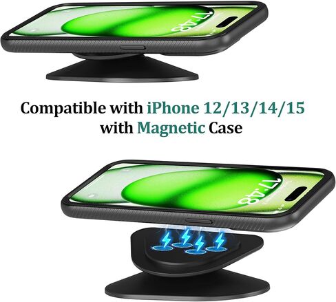 SOKUSIN Stand for Echo Show 5 (3rd Gen) - Adjustable Tilt Smart Speaker Stand Table Mount Holder, Magnetic Anti-Slip Base Compatible with iPhone 12,14 & Echo Show 5 3rd Generation (Black) in Kuwait