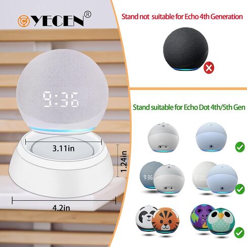 Table Stand for Echo Dot 5th Generation, C YECEN Desktop Holder Mount for Echo Dot 5th & 4th Gen, Base Bracket with Light Guide and with Built-in Cable Management in Kuwait