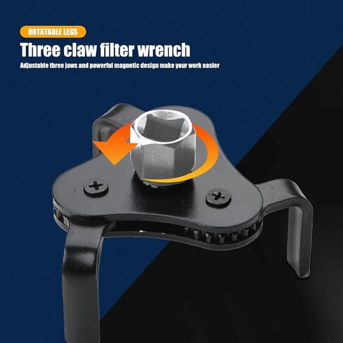 Pack-1 Oil Filter Wrench, Universal 3 Jaw Oil Filter Wrench, Adjustable Oil Filter Removal Tool for 2"-4.2" Diameter Oil Filter (Black) in Saudi Arabia