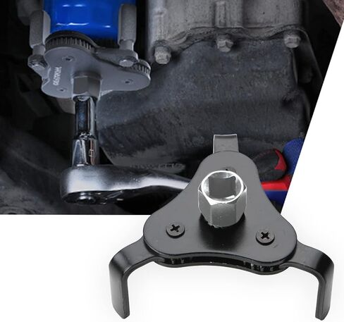 Pack-1 Oil Filter Wrench, Universal 3 Jaw Oil Filter Wrench, Adjustable Oil Filter Removal Tool for 2"-4.2" Diameter Oil Filter (Black) in Saudi Arabia