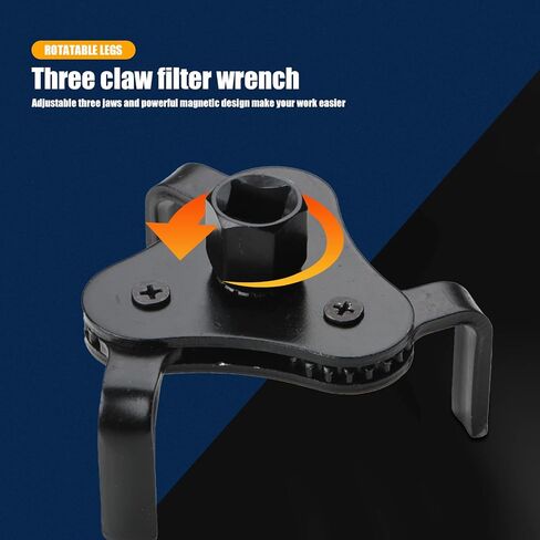 Pack-1 Oil Filter Wrench, Universal 3 Jaw Oil Filter Wrench, Adjustable Oil Filter Removal Tool for 2"-4.2" Diameter Oil Filter (Black) in Saudi Arabia