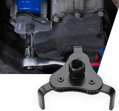 Pack-1 Oil Filter Wrench, Universal 3 Jaw Oil Filter Wrench, Adjustable Oil Filter Removal Tool for 2"-4.2" Diameter Oil Filter (Black) in Saudi Arabia