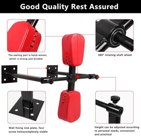 Wall Mounted Boxing Punch Pad Rotating Boxing Quickly Respond Pads Boxing Reflex Bar Training Equipment for Home Gym, Red in Kuwait