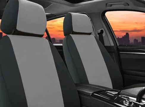 CarsCover Custom Fit 2015-2018 Ford F150 F250 F350 Pickup Truck Neoprene Car Front Seat Covers Gray & Black Sides Driver & Passenger Cover in Kuwait