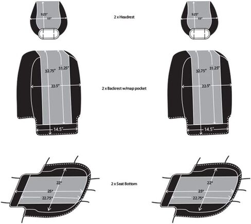 CarsCover Custom Fit 2015-2018 Ford F150 F250 F350 Pickup Truck Neoprene Car Front Seat Covers Gray & Black Sides Driver & Passenger Cover in Kuwait