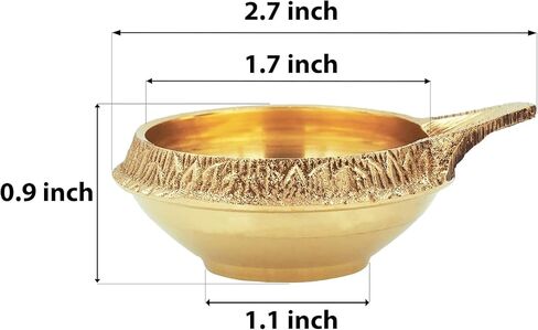 مصباح زيت نحاسي منقوش تقليديًا لحزم مصابيح الزيت Puja Kuber Deep/Diya/Puja Deepak/Deepam (عبوة من 3 قطع) in Saudi Arabia