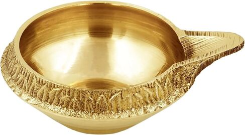 مصباح زيت نحاسي منقوش تقليديًا لحزم مصابيح الزيت Puja Kuber Deep/Diya/Puja Deepak/Deepam (عبوة من 3 قطع) in Saudi Arabia