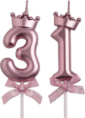 31st Birthday Candles, Gold 31 Year Old Number Birthday Candles, Happy Birthday Party Decorations Cake Topper Gifts for Men Women in Saudi Arabia