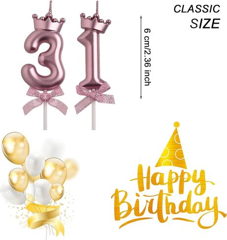 31st Birthday Candles, Gold 31 Year Old Number Birthday Candles, Happy Birthday Party Decorations Cake Topper Gifts for Men Women in Saudi Arabia