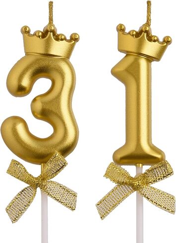 31st Birthday Candles, Gold 31 Year Old Number Birthday Candles, Happy Birthday Party Decorations Cake Topper Gifts for Men Women in Saudi Arabia