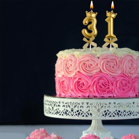 31st Birthday Candles, Gold 31 Year Old Number Birthday Candles, Happy Birthday Party Decorations Cake Topper Gifts for Men Women in Saudi Arabia