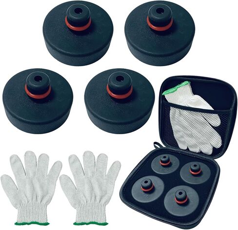 منصات جاك خالية من الرائحة متوافقة مع Tesla Model S / 3 / X / Y Lift Pucks Tesla Accessories البطارية وأداة محول مطاطية لحماية الهيكل مع صندوق تخزين محمول وقفازات، من أجل Tesla بمقبس 25 مم in Kuwait