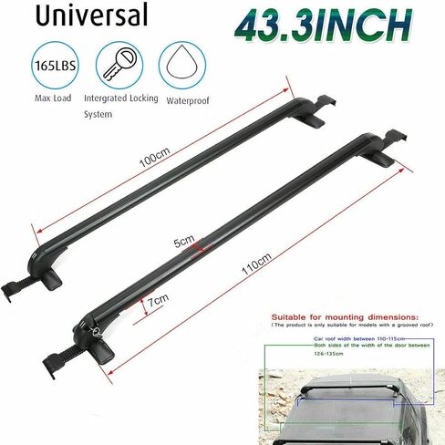2 قطعة سقف رف عبر القضبان حامل الأمتعة العالمي الألومنيوم قابل للتعديل سيارة أعلى رفوف البضائع مع 2 مفاتيح قفل مضادة للسرقة مناسبة للسيارات سيارات الدفع الرباعي in Kuwait
