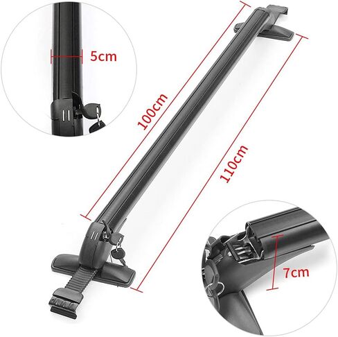 2 قطعة سقف رف عبر القضبان حامل الأمتعة العالمي الألومنيوم قابل للتعديل سيارة أعلى رفوف البضائع مع 2 مفاتيح قفل مضادة للسرقة مناسبة للسيارات سيارات الدفع الرباعي in Kuwait