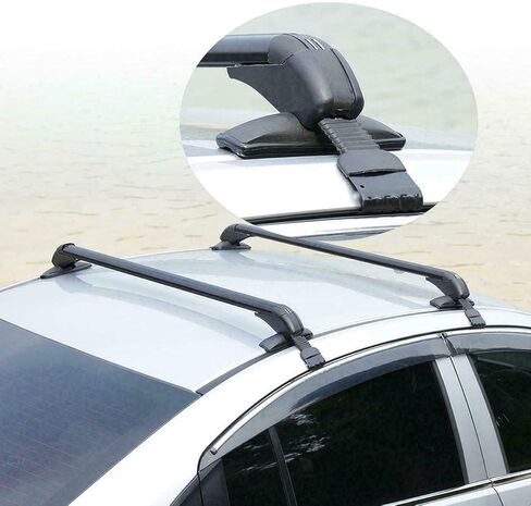 2 قطعة سقف رف عبر القضبان حامل الأمتعة العالمي الألومنيوم قابل للتعديل سيارة أعلى رفوف البضائع مع 2 مفاتيح قفل مضادة للسرقة مناسبة للسيارات سيارات الدفع الرباعي in Kuwait