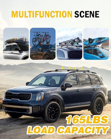 مناسب لـ 2023 2024 Kia ​​Telluride X-PRO X-LINE رف سقف القضبان المتقاطعة القابلة للقفل مع قضبان السقف المرتفعة، ملحقات العارضة لحامل البضائع على السطح الخارجي in Saudi Arabia