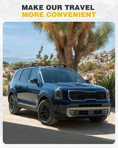 مناسب لـ 2023 2024 Kia ​​Telluride X-PRO X-LINE رف سقف القضبان المتقاطعة القابلة للقفل مع قضبان السقف المرتفعة، ملحقات العارضة لحامل البضائع على السطح الخارجي in Saudi Arabia