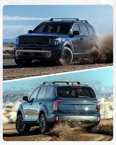 مناسب لـ 2023 2024 Kia ​​Telluride X-PRO X-LINE رف سقف القضبان المتقاطعة القابلة للقفل مع قضبان السقف المرتفعة، ملحقات العارضة لحامل البضائع على السطح الخارجي in Saudi Arabia