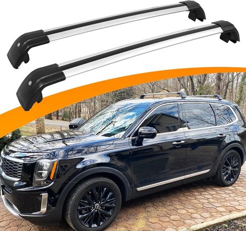 قضبان متقاطعة مضادة للسرقة من Snailfly مناسبة لـ 2019-2024 Kia ​​Telluride EX S SX SX-P حامل السقف الفضي ملحقات حامل البضائع (باستثناء LE وX-Line وX-Pro) in Saudi Arabia