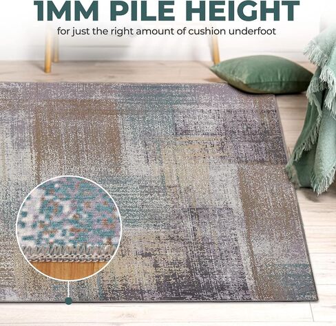 SUPERIOR Indoor Runner Rug, Non-Slip Backing, for Kids or Pets, Entry, Living Room, Kitchen, Dorm, Bedroom, Hallway, Machine Washable Rugs, Floor Cover, Patchwork, Ara Collection, 2' 7" x 12', Taupe in Saudi Arabia