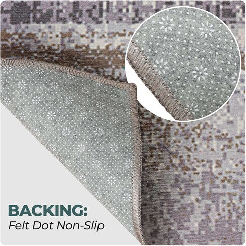 SUPERIOR Indoor Runner Rug, Non-Slip Backing, for Kids or Pets, Entry, Living Room, Kitchen, Dorm, Bedroom, Hallway, Machine Washable Rugs, Floor Cover, Patchwork, Ara Collection, 2' 7" x 12', Taupe in Saudi Arabia