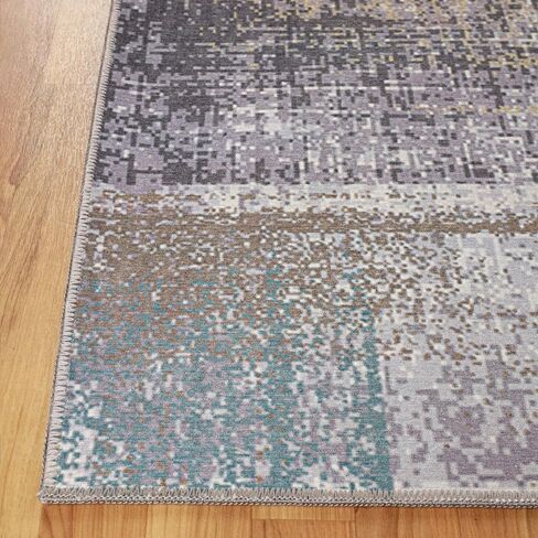 SUPERIOR Indoor Runner Rug, Non-Slip Backing, for Kids or Pets, Entry, Living Room, Kitchen, Dorm, Bedroom, Hallway, Machine Washable Rugs, Floor Cover, Patchwork, Ara Collection, 2' 7" x 12', Taupe in Saudi Arabia