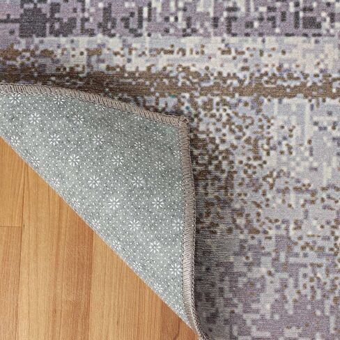 SUPERIOR Indoor Runner Rug, Non-Slip Backing, for Kids or Pets, Entry, Living Room, Kitchen, Dorm, Bedroom, Hallway, Machine Washable Rugs, Floor Cover, Patchwork, Ara Collection, 2' 7" x 12', Taupe in Saudi Arabia