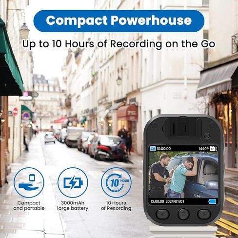 SPIKECAM Super Strong Clip Body Cameras with Audio Video Recording, Night Vision and File Protection, Wearable Body Mounted Video Camera for Security, Law Enforcement,Civilians 64GB in Kuwait