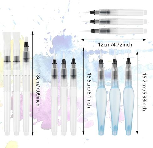 Prasacco 12 Pieces Watercolour Brush Pens, Refillable Water Brush Pens Different Size Painting Water Brushes Pen with Assorted Tips Ink and Water Brush Pens for Paints, Artists, Painting, Calligraphy in Saudi Arabia