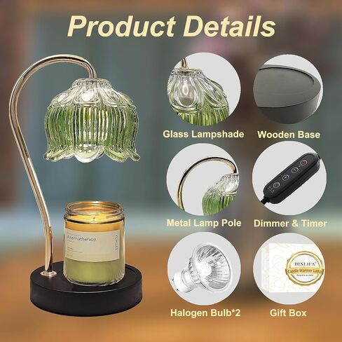 Candle Warmer Lamp with Timer & Dimmer, Candle Warmer Light Compatible with Large Jar Candles (Green) in Saudi Arabia