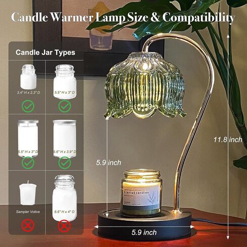 Candle Warmer Lamp with Timer & Dimmer, Candle Warmer Light Compatible with Large Jar Candles (Green) in Saudi Arabia