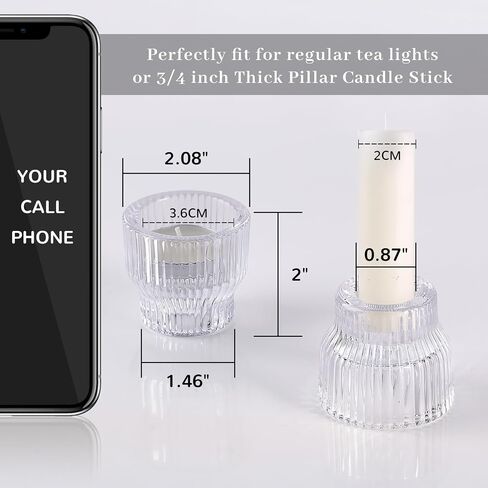 12pcs Clear Taper Candle Holders, Glass Candlestick Holders, Tea Light Candle Holder for Wedding Centerpieces Table Decorations, Votive Candle Holders for Party Supplies and Home Decor in Saudi Arabia