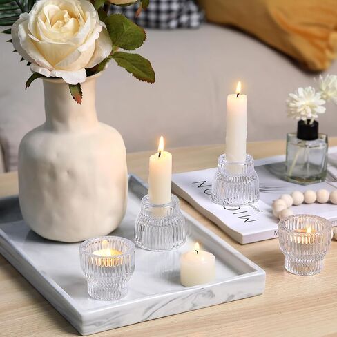 12pcs Clear Taper Candle Holders, Glass Candlestick Holders, Tea Light Candle Holder for Wedding Centerpieces Table Decorations, Votive Candle Holders for Party Supplies and Home Decor in Saudi Arabia