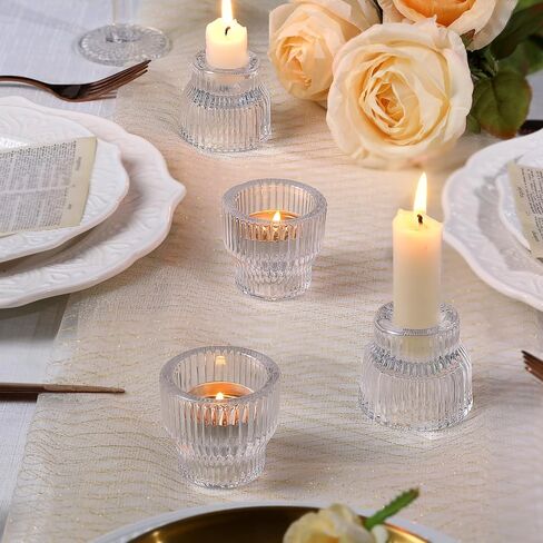 12pcs Clear Taper Candle Holders, Glass Candlestick Holders, Tea Light Candle Holder for Wedding Centerpieces Table Decorations, Votive Candle Holders for Party Supplies and Home Decor in Saudi Arabia