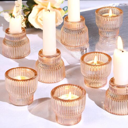 12pcs Clear Taper Candle Holders, Glass Candlestick Holders, Tea Light Candle Holder for Wedding Centerpieces Table Decorations, Votive Candle Holders for Party Supplies and Home Decor in Saudi Arabia