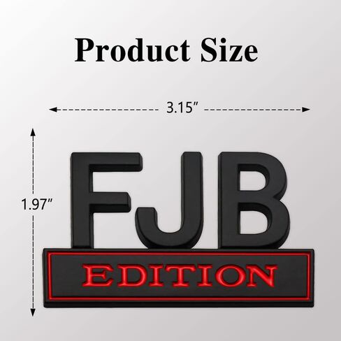 FJB Edition Car Emblem, 3D Letters FJB Car Edition Emblem, 3D FJB Edition Bumper Stickers Alloy Car Truck Accessories Badge Fit for Cars Bumper Window (Black Red) in Saudi Arabia
